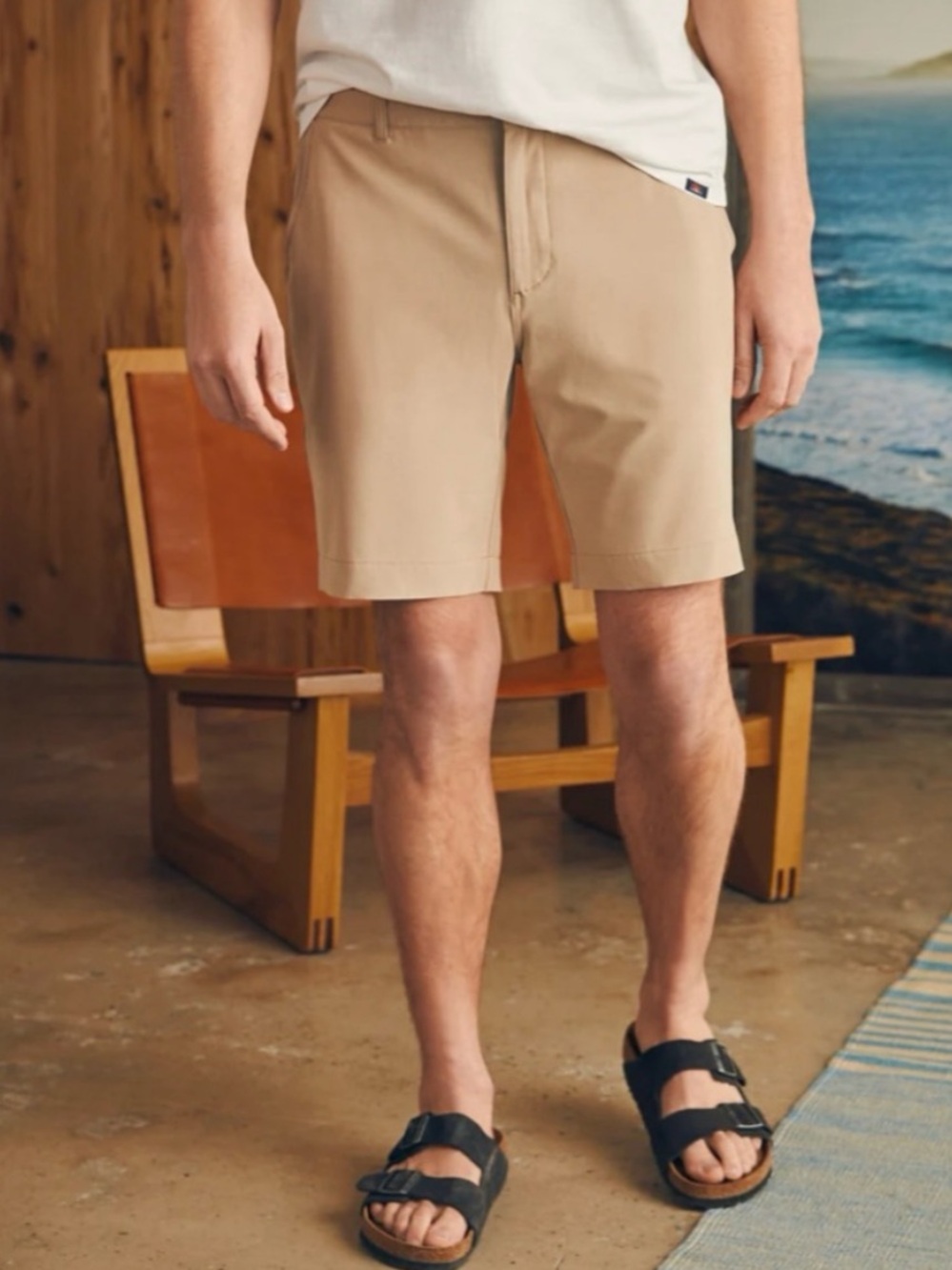 Faherty All Day™ Shorts 9” Khaki Tan Flat Front Stretch Men’s Size 33